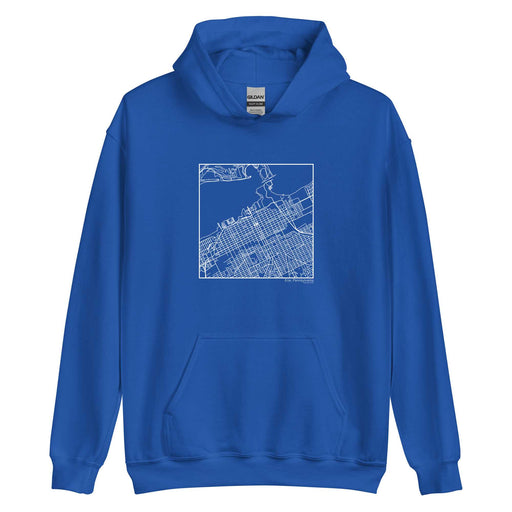 Erie Pennsylvania  Map Unisex Hoodie Sweater with City inscription in Royal Blue