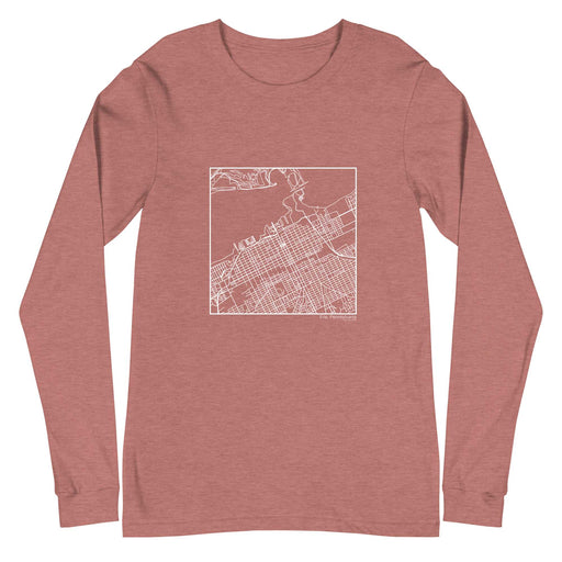 Erie Pennsylvania  Map Unisex Long-Sleeve T-shirt with City inscription in Heather Mauve