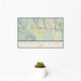 12x18 Escalante River Utah Map Print Landscape Orientation in Woodblock Style With Small Cactus Plant in White Planter