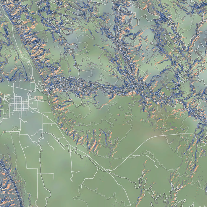 Escalante River Utah Map Print in Afternoon Style Zoomed In Close Up Showing Details