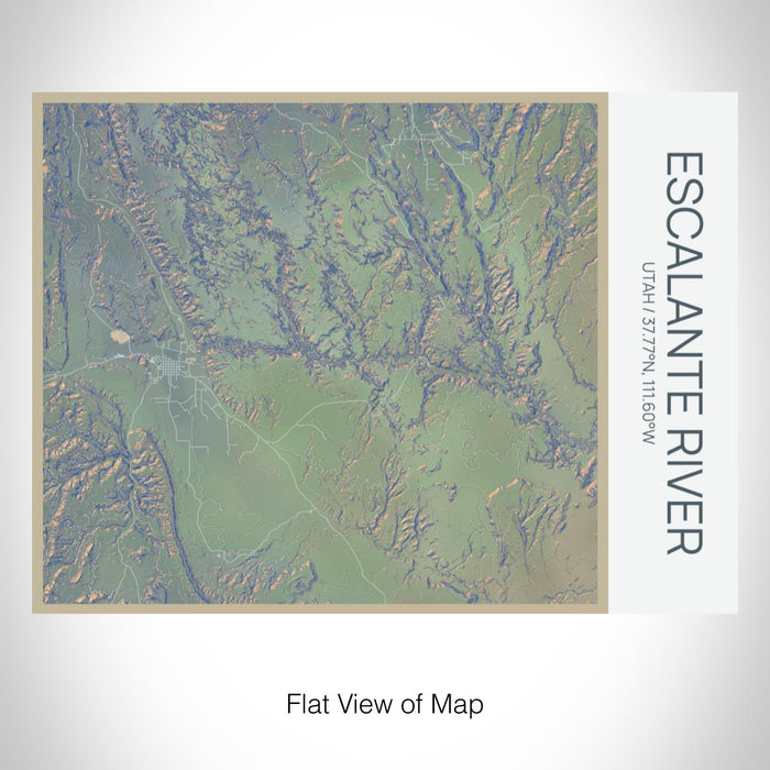 Rendered View of Escalante River Utah Map on 20oz Stainless Steel Insulated Bottle with Bamboo Top with printed afternoon style map