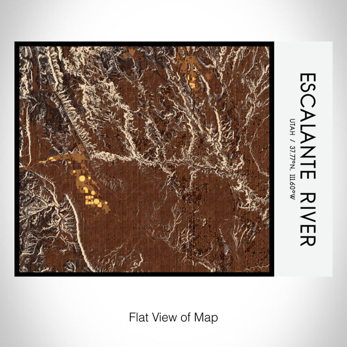 Rendered View of Escalante River Utah Map on 20oz Stainless Steel Insulated Bottle with Bamboo Top with printed ember style map