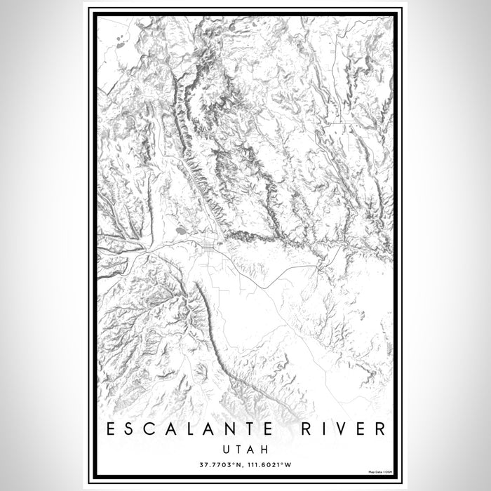 Escalante River Utah Map Print Portrait Orientation in Classic Style With Shaded Background