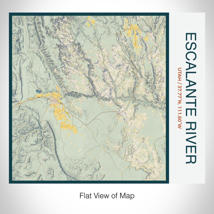 Rendered View of Escalante River Utah Map on 17oz Stainless Steel Insulated Tumbler in Woodblock Map Style
