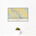 12x18 Estacada Oregon Map Print Landscape Orientation in Woodblock Style With Small Cactus Plant in White Planter