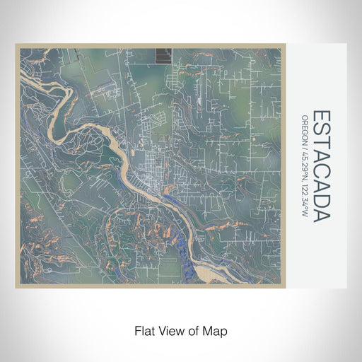 Rendered View of Estacada Oregon Map on 20oz Stainless Steel Insulated Bottle with Bamboo Top with printed afternoon style map