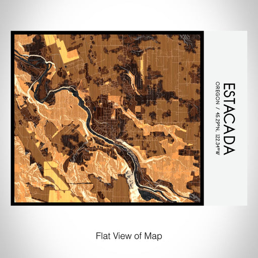 Rendered View of Estacada Oregon Map on 20oz Stainless Steel Insulated Bottle with Bamboo Top with printed ember style map