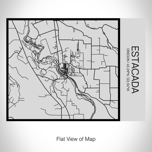 Rendered View of Estacada Oregon Map on 20oz Stainless Steel Insulated Bottle with Bamboo Top with printed Tactile Lines Map in Black