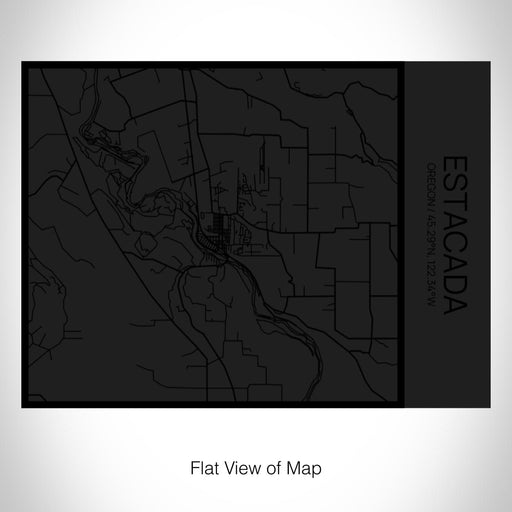 Rendered View of Estacada Oregon Map on 20oz Stainless Steel Insulated Bottle with Bamboo Top in Matte Black with printed Tactile Lines Map in Black