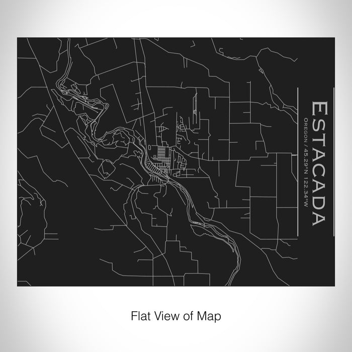 Rendered View of Estacada Oregon Map on 20oz Stainless Steel Insulated Bottle with Bamboo Top in Black