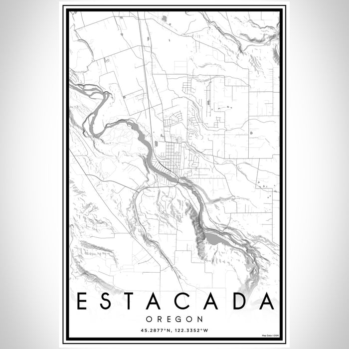 Estacada Oregon Map Print Portrait Orientation in Classic Style With Shaded Background