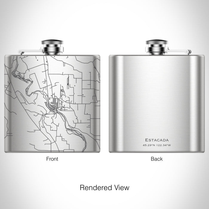 Rendered View of Estacada Oregon Map on 6oz Stainless Steel Flask