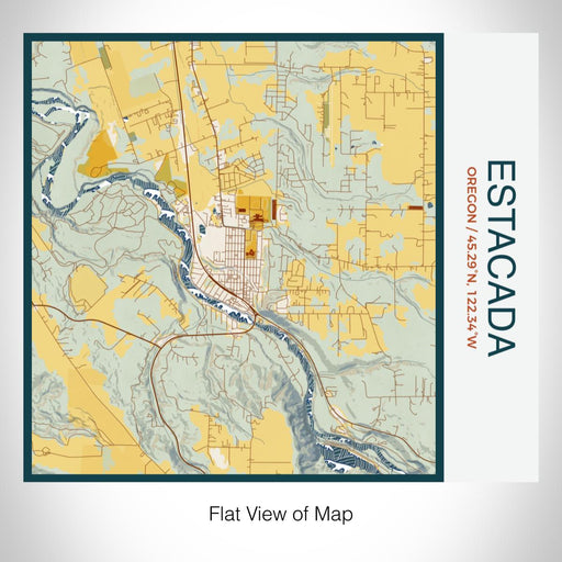 Rendered View of Estacada Oregon Map on 17oz Stainless Steel Insulated Tumbler in Woodblock Map Style