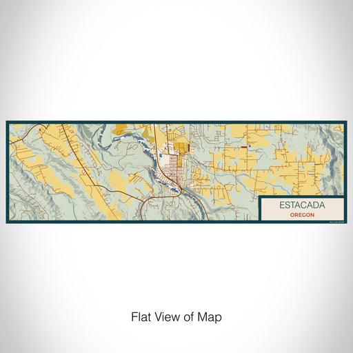 Flat View of Map Custom Estacada Oregon Map Enamel Mug in Woodblock