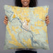 Person holding 22x22 Custom Estacada Oregon Map Throw Pillow in Woodblock