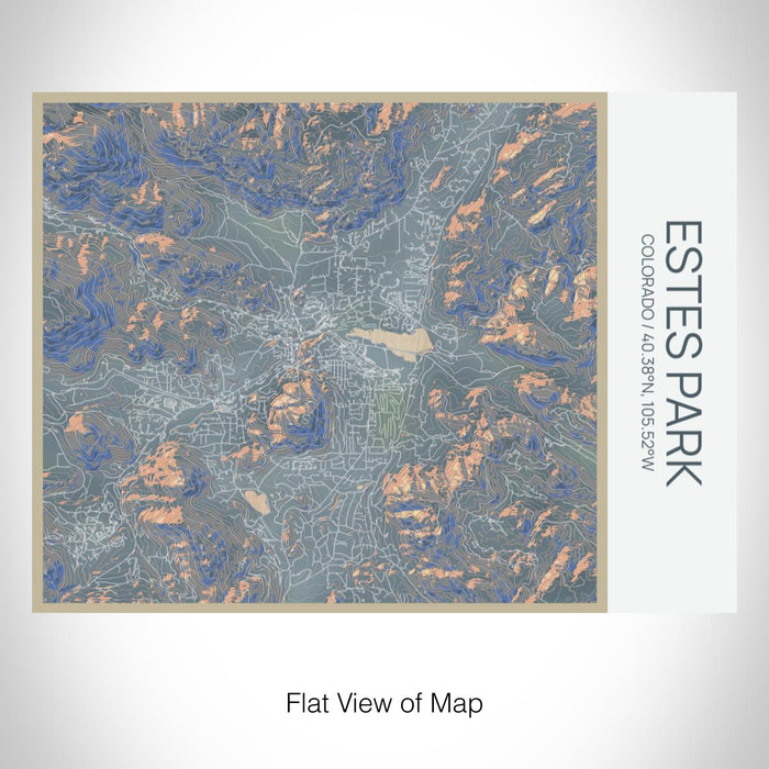 Rendered View of Estes Park Colorado Map on 20oz Stainless Steel Insulated Bottle with Bamboo Top with printed afternoon style map