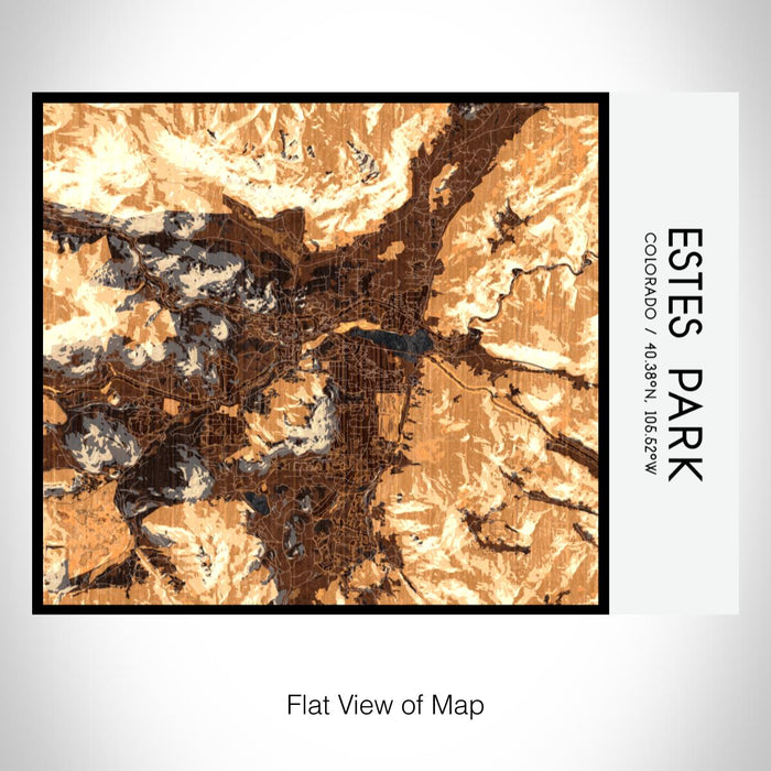 Rendered View of Estes Park Colorado Map on 20oz Stainless Steel Insulated Bottle with Bamboo Top with printed ember style map