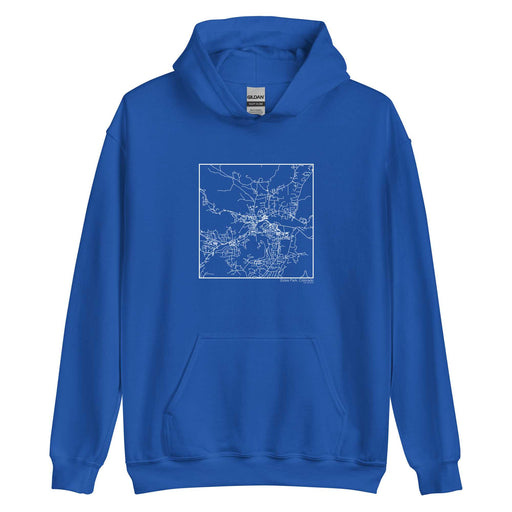 Estes Park Colorado  Map Unisex Hoodie Sweater with City inscription in Royal Blue