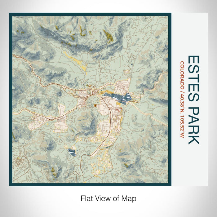 Rendered View of Estes Park Colorado Map on 17oz Stainless Steel Insulated Tumbler in Woodblock Map Style
