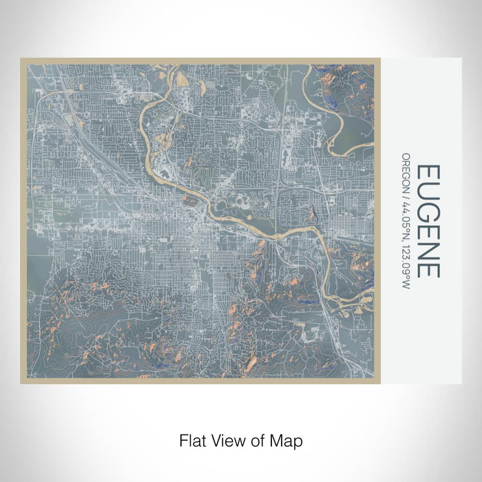Rendered View of Eugene Oregon Map on 20oz Stainless Steel Insulated Bottle with Bamboo Top with printed afternoon style map