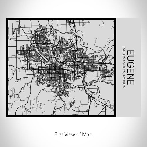 Rendered View of Eugene Oregon Map on 20oz Stainless Steel Insulated Bottle with Bamboo Top with printed Tactile Lines Map in Black