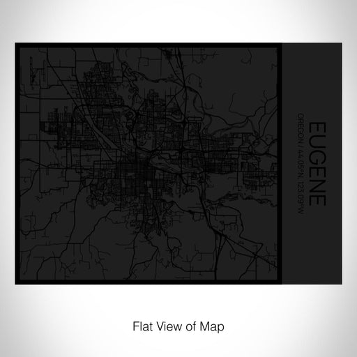 Rendered View of Eugene Oregon Map on 20oz Stainless Steel Insulated Bottle with Bamboo Top in Matte Black with printed Tactile Lines Map in Black
