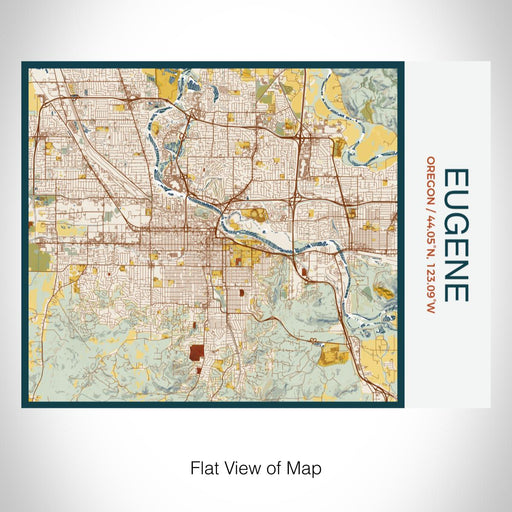 Rendered View of Eugene Oregon Map on 20oz Stainless Steel Insulated Bottle with Bamboo Top with printed woodblock style map