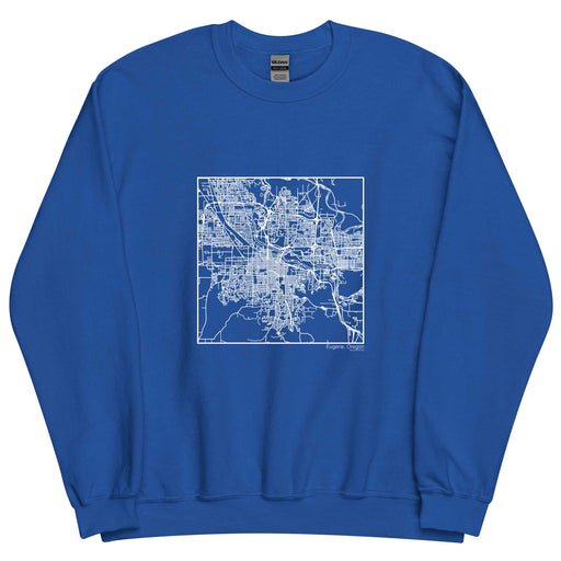 Eugene Oregon  Map Unisex Crewneck Sweater with City inscription in Royal Blue