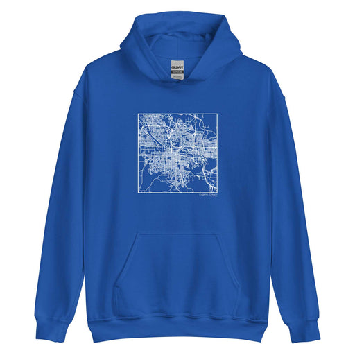 Eugene Oregon  Map Unisex Hoodie Sweater with City inscription in Royal Blue
