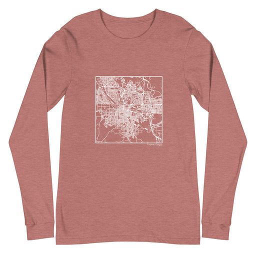 Eugene Oregon  Map Unisex Long-Sleeve T-shirt with City inscription in Heather Mauve