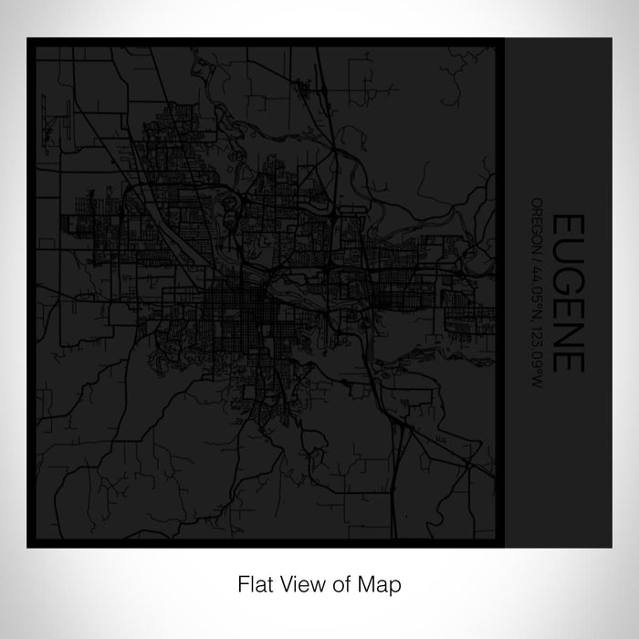 Rendered View of Eugene Oregon Map on 17oz Stainless Steel Insulated Tumbler in Matte Black with Tactile Lines