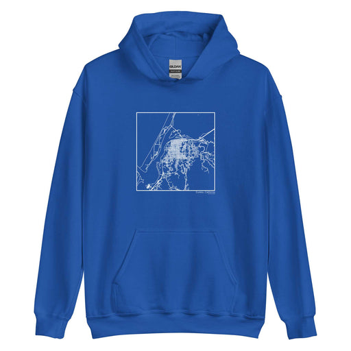 Eureka California  Map Unisex Hoodie Sweater with City inscription in Royal Blue