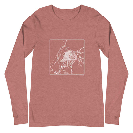 Eureka California  Map Unisex Long-Sleeve T-shirt with City inscription in Heather Mauve