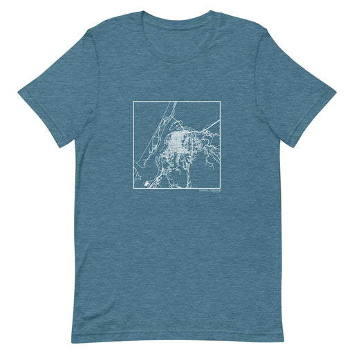 Eureka California  Map Unisex T-Shirt with City inscription in Heather Teal