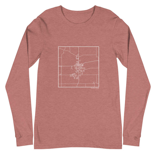 Eureka Illinois  Map Unisex Long-Sleeve T-shirt with City inscription in Heather Mauve
