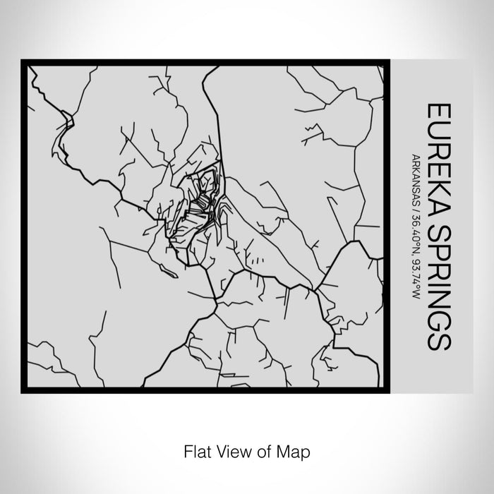 Rendered View of Eureka Springs Arkansas Map on 20oz Stainless Steel Insulated Bottle with Bamboo Top with printed Tactile Lines Map in Black
