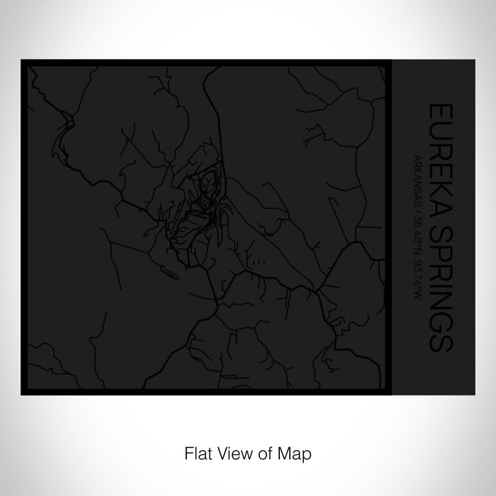 Rendered View of Eureka Springs Arkansas Map on 20oz Stainless Steel Insulated Bottle with Bamboo Top in Matte Black with printed Tactile Lines Map in Black