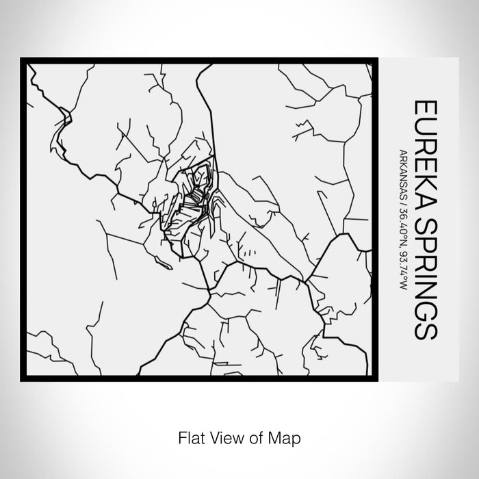 Rendered View of Eureka Springs Arkansas Map on 20oz Stainless Steel Insulated Bottle with Bamboo Top in Matte White with printed Tactile Lines Map in Black