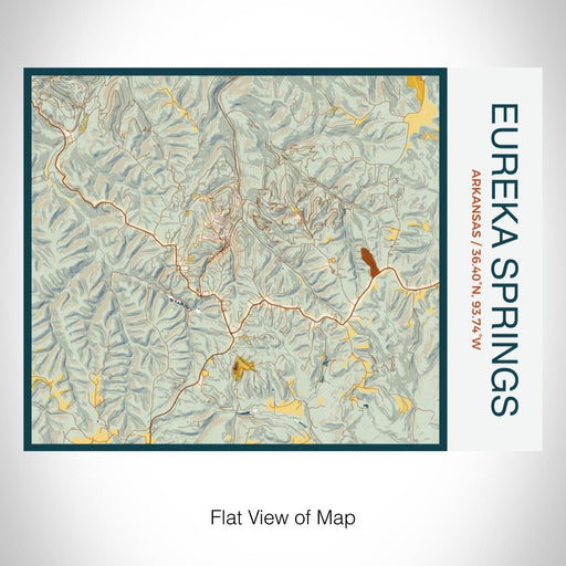 Rendered View of Eureka Springs Arkansas Map on 20oz Stainless Steel Insulated Bottle with Bamboo Top with printed woodblock style map