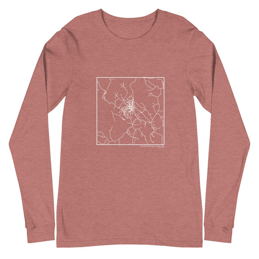 Eureka Springs Arkansas  Map Unisex Long-Sleeve T-shirt with City inscription in Heather Mauve