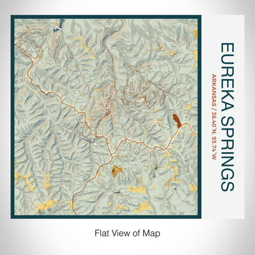 Rendered View of Eureka Springs Arkansas Map on 17oz Stainless Steel Insulated Tumbler in Woodblock Map Style
