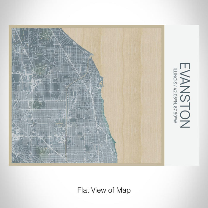 Rendered View of Evanston Illinois Map on 20oz Stainless Steel Insulated Bottle with Bamboo Top with printed afternoon style map