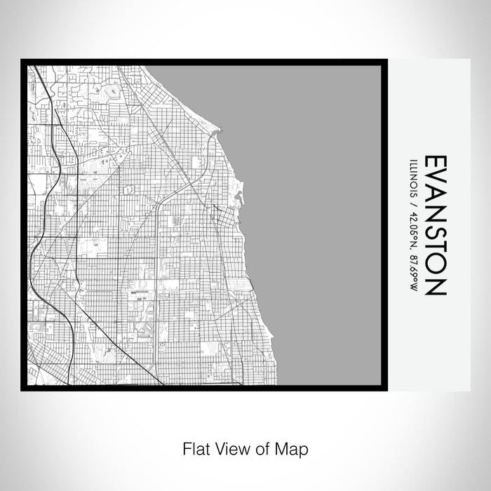 Rendered View of Evanston Illinois Map on 20oz Stainless Steel Insulated Bottle with Bamboo Top with printed classic style map