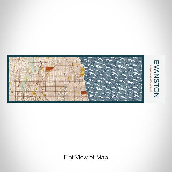 Rendered View of Evanston Illinois Map on 10oz Stainless Steel Insulated Cup in Woodblock with Sliding Lid