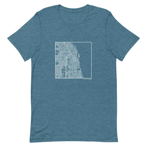 Evanston Illinois  Map Unisex T-Shirt with City inscription in Heather Teal