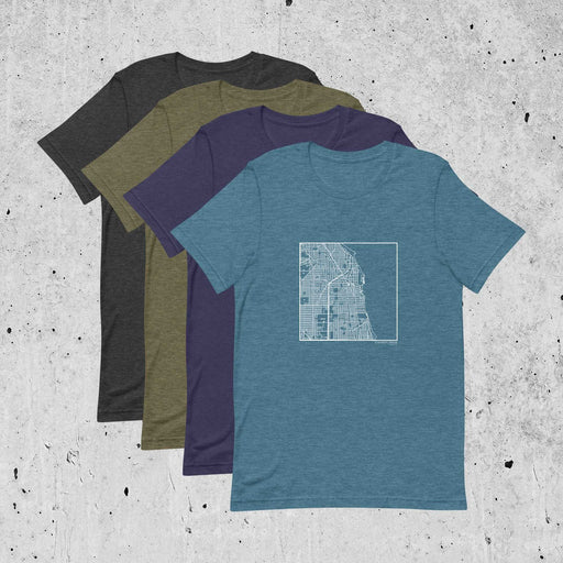 Evanston Illinois  Map Unisex T-Shirts in Multiple Colors