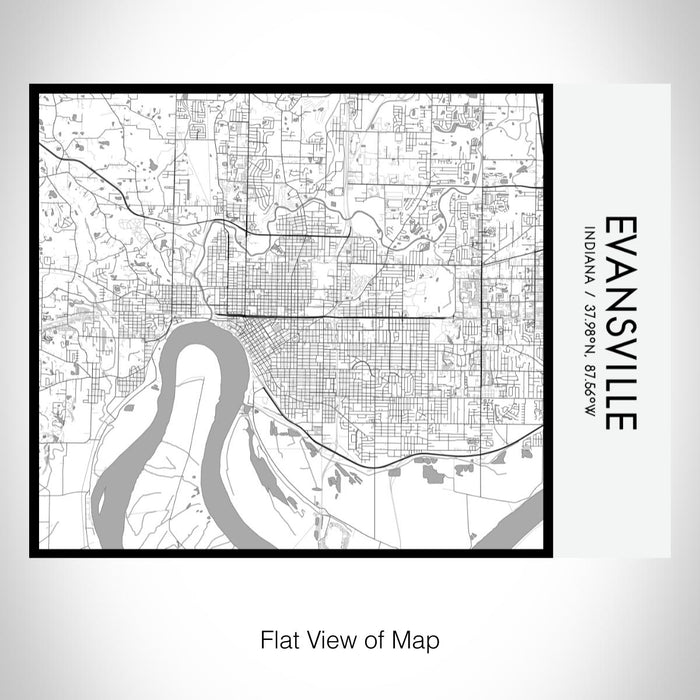Rendered View of Evansville Indiana Map on 20oz Stainless Steel Insulated Bottle with Bamboo Top with printed classic style map
