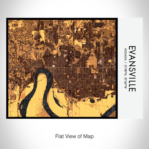 Rendered View of Evansville Indiana Map on 20oz Stainless Steel Insulated Bottle with Bamboo Top with printed ember style map