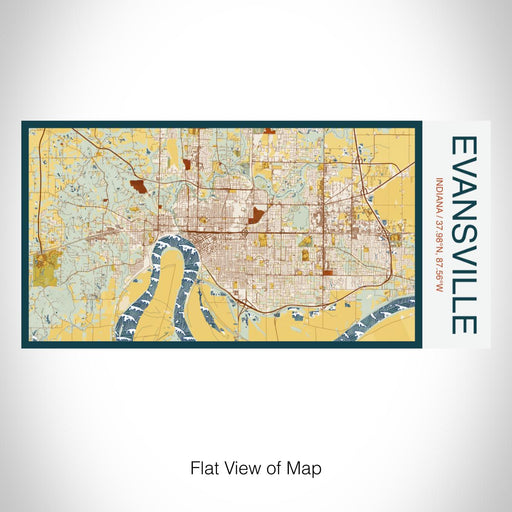 Rendered View of Evansville Indiana Map on 17oz Stainless Steel Insulated Bottle with printed woodblock style map
