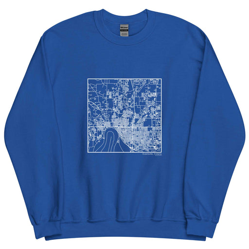Evansville Indiana  Map Unisex Crewneck Sweater with City inscription in Royal Blue